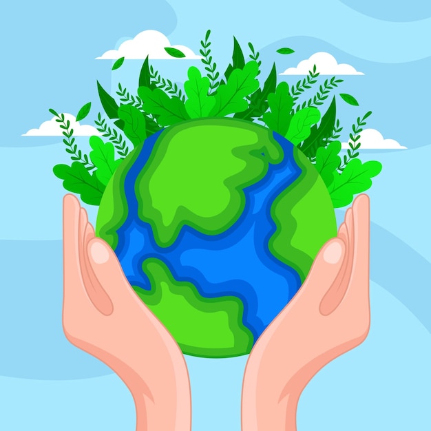 Happy Earth Day Vector eco illustrations for social poster banner or card on the theme of saving t