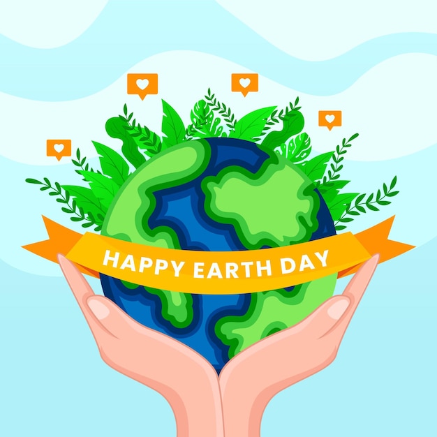 Happy Earth Day Vector eco illustrations for social poster banner or card on the theme of saving t