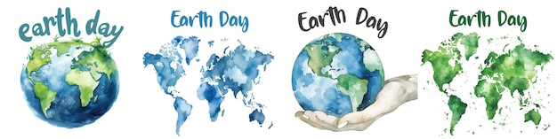 Happy Earth Day watercolor Card about saving the planet nature and ecology