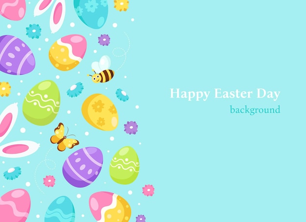 Happy Easter background. Easter eggs, bunny ears