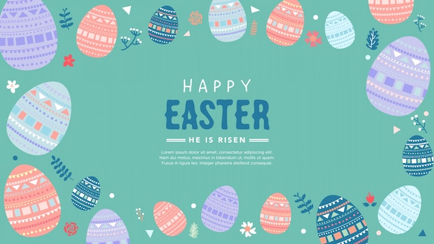 Happy Easter Background with Egg Illustration