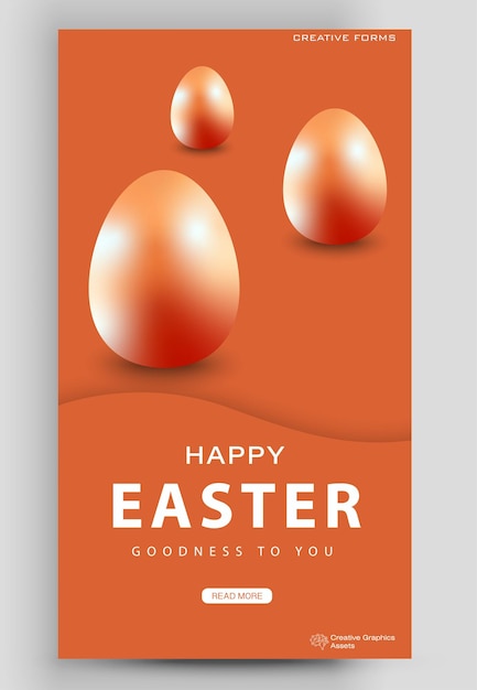 Happy Easter banner Easter eggs Editable post template for banner sale presentation invitation stories streaming