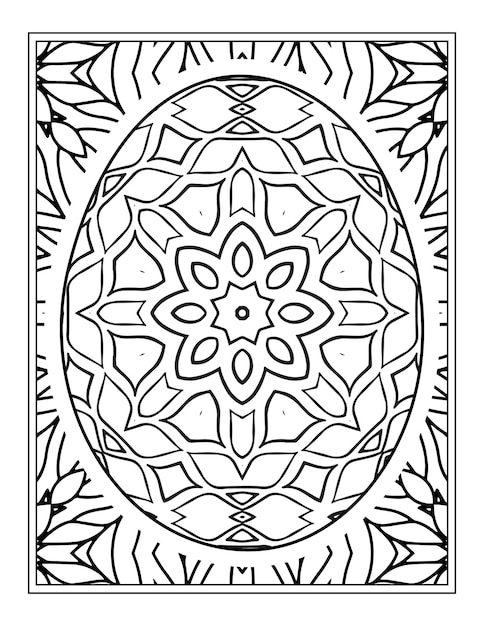 Happy Easter Black and White Mandala flower Coloring book for adults