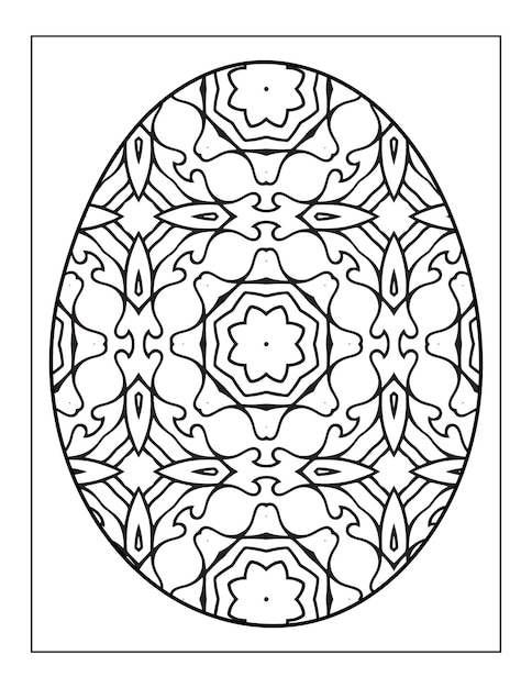 Happy Easter Black and White Mandala flower Coloring book for adults