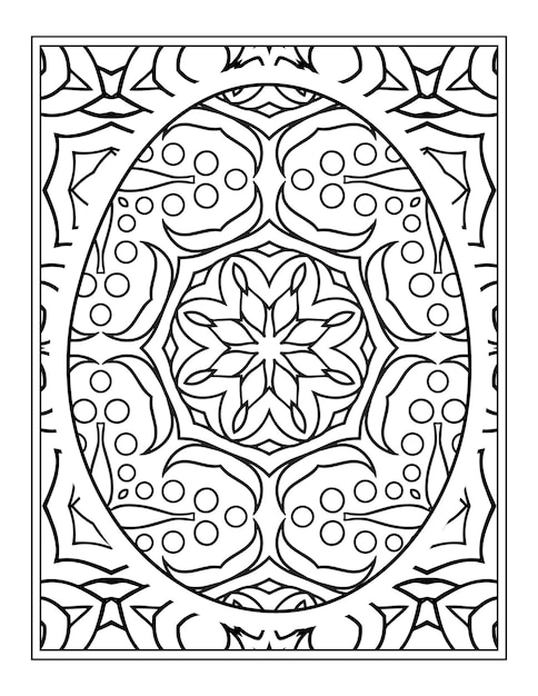 Happy Easter Black and White Mandala flower Coloring book