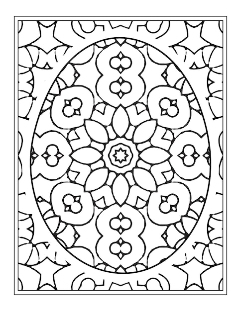 Happy Easter Black and White Mandala flower Coloring book