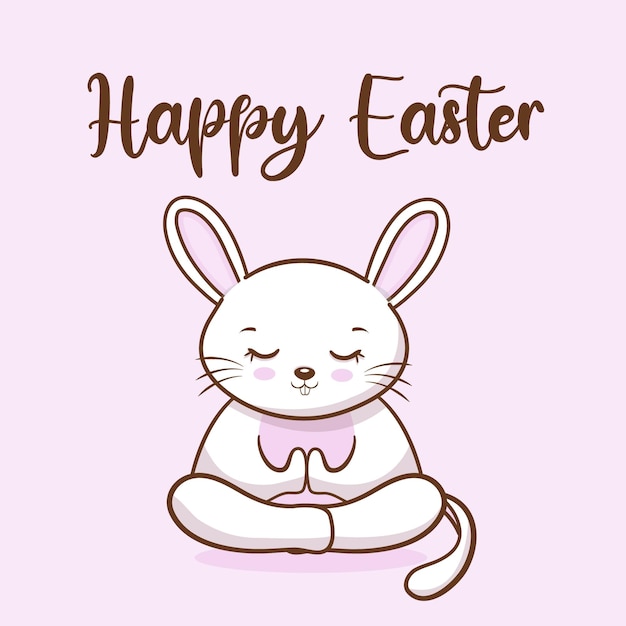 Happy Easter bunny rabbit card Vector