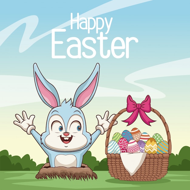 Happy easter card cartoon