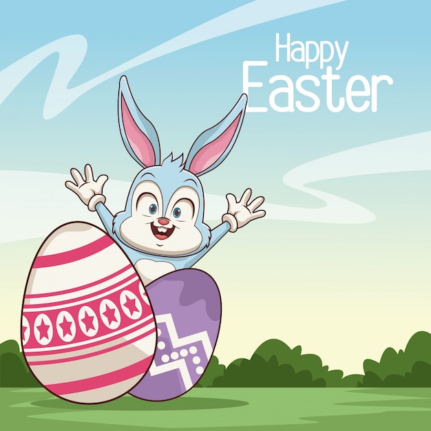 Happy easter card cartoon