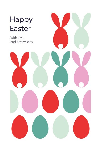 Vector happy easter card in modern minimalistic style with geometric shapes eggs trendy editable vector