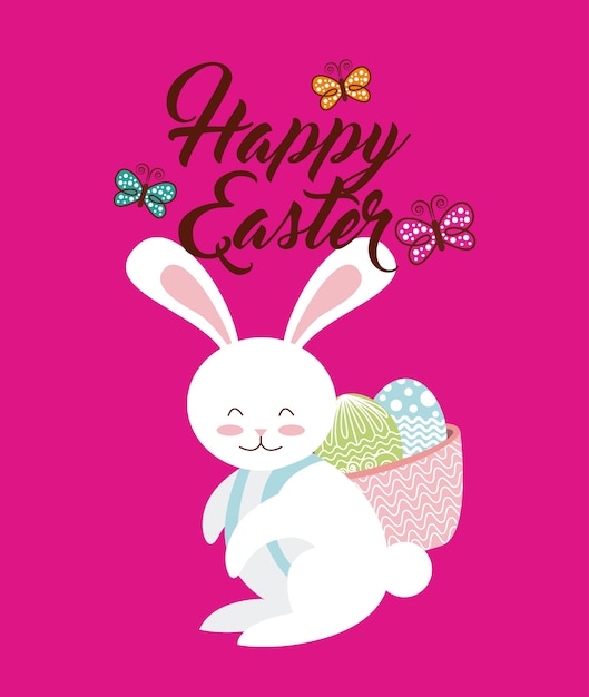 happy easter card with bunnies 