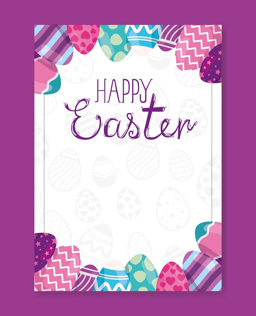 Happy easter card with eggs decorated