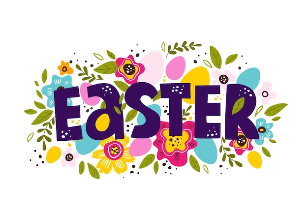 Happy Easter colorful lettering Vector illustration EPS 10