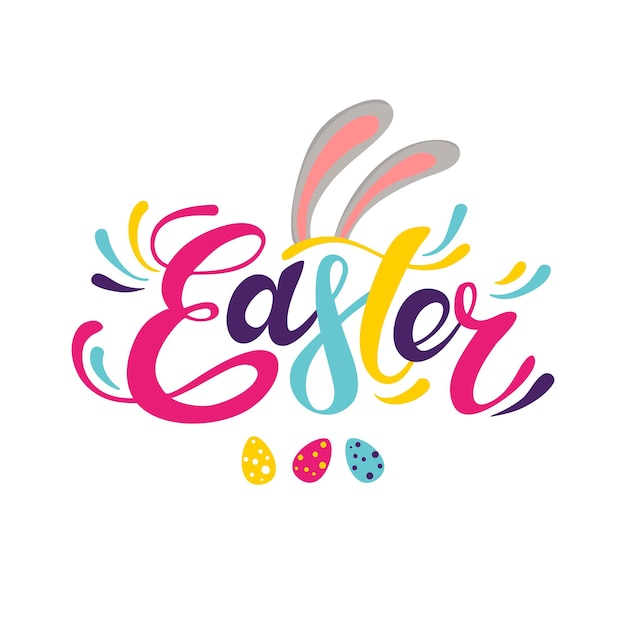 Happy Easter colorful lettering Vector illustration EPS 10