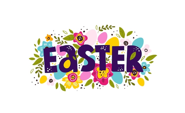 Happy Easter colorful lettering Vector illustration EPS 10