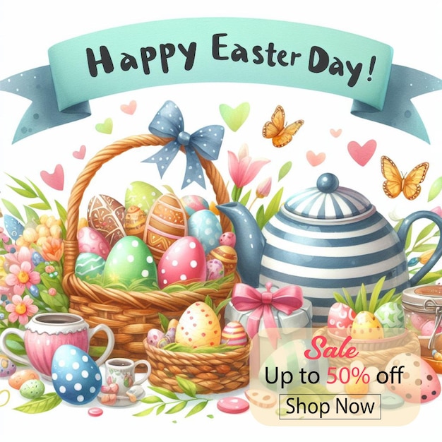 happy easter colorful lettering with flowers colorful easter egg with flowers