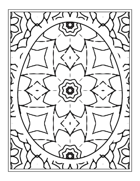 Happy Easter coloring book page egg design for adults