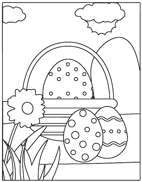 Happy Easter Coloring page Vector illustration