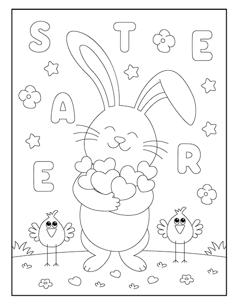 Happy easter coloring pages for kids