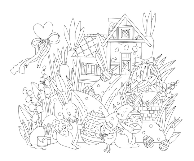 Happy Easter Coloring pages.