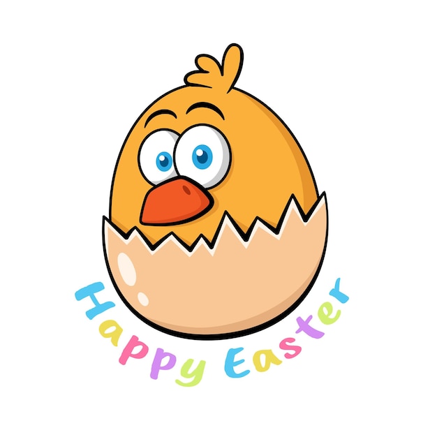 Happy Easter Cute Chick In Egg Shell