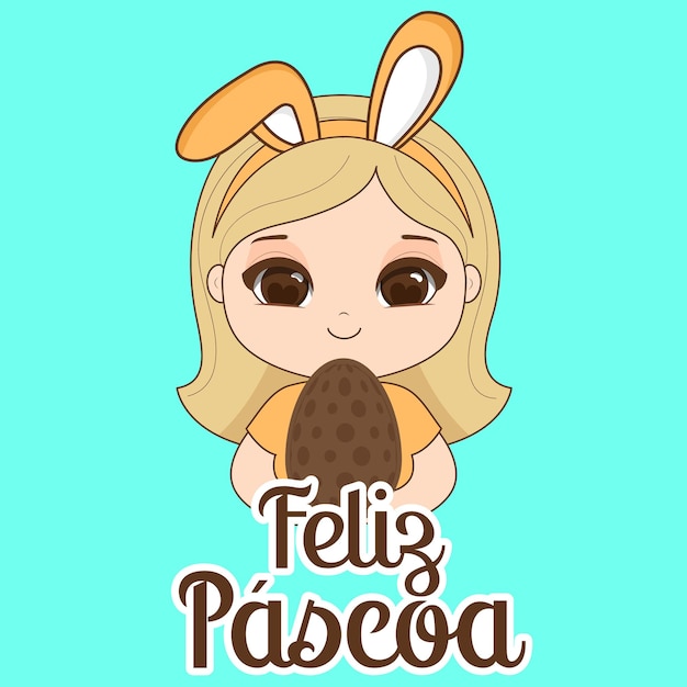 Happy easter Cute Girl Vector