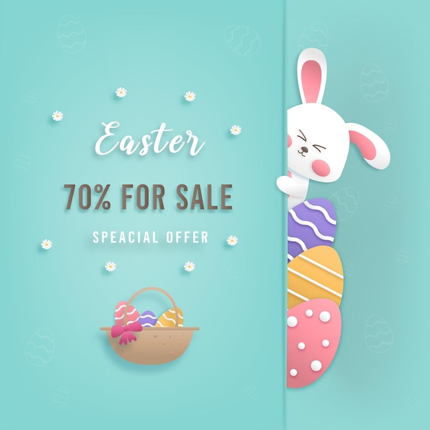 Happy easter day card design sale promotion color pastel background