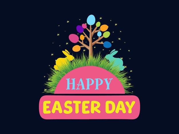 Vector happy easter day and easter bunny typography t-shirt design