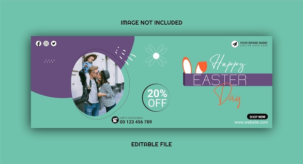 Happy Easter day facebook post cover photo template