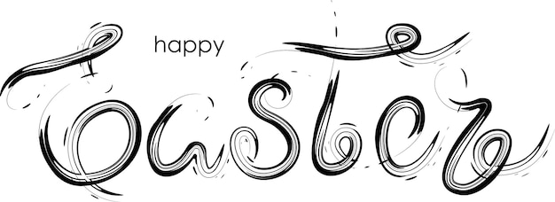 Happy Easter Day Lettering Calligraphic text handwritten with paint ink brush