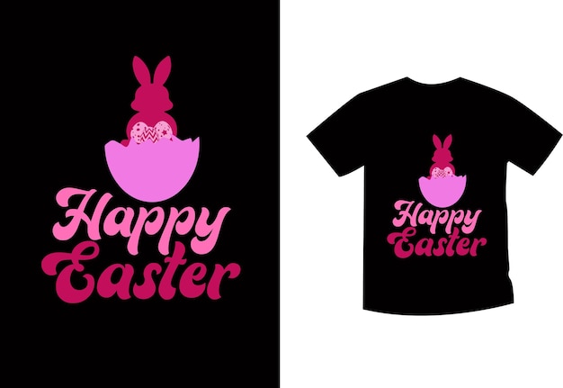 Happy easter day t shirt design with cute bunny