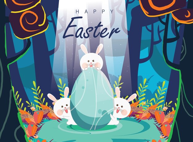 Happy Easter Day Vector Illustration for Poster Banner Flyer Template Greeting Invitation Card