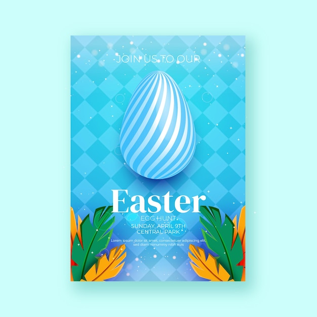 Happy easter day vertical poster template suitable for invitations social media posters and banners