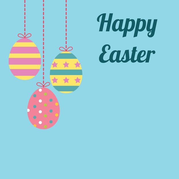 Happy Easter Day with colorful easter eggs for Easter holidays invitation card.