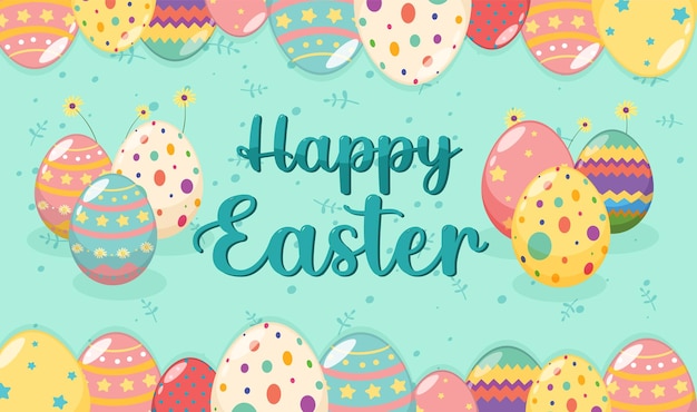 Happy Easter design with decorated eggs