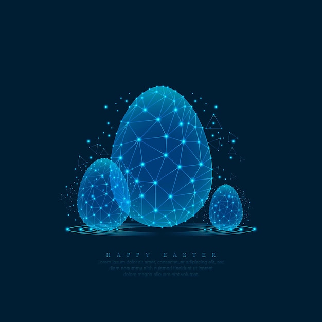 Vector happy easter. easter eggs form lines and triangles style design background.