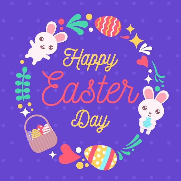 Happy Easter Egg Day Cute and Colorful Greetings Card drawn by hand