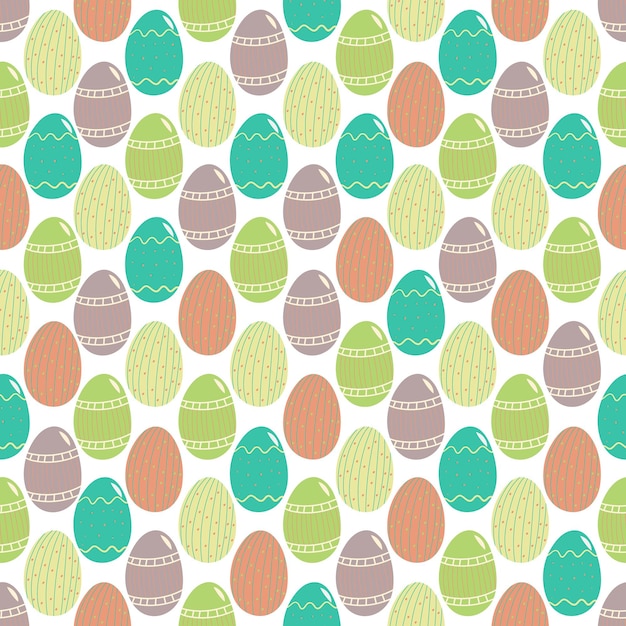 Vector happy easter eggs hand drawn seamless pattern