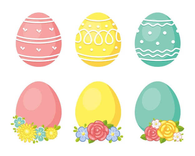 Happy easter eggs set