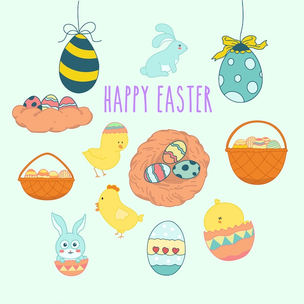 happy easter element illustration-vector