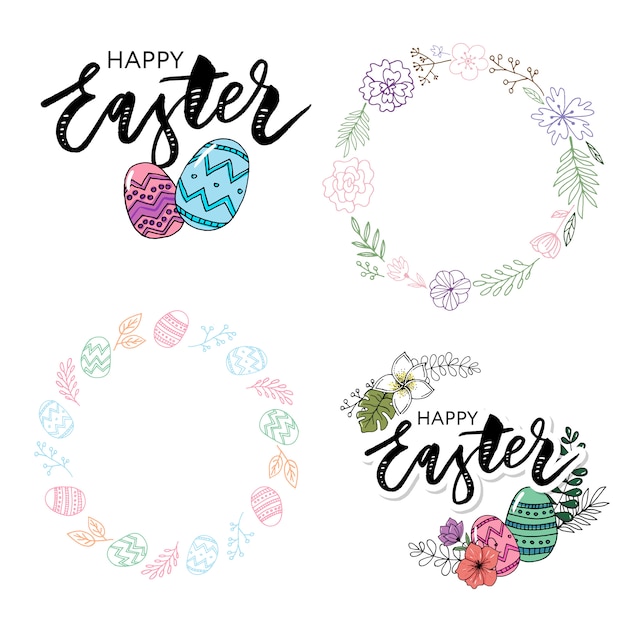 Happy Easter frame with easter eggs 