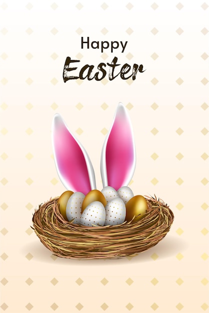 Happy easter golden eggs illustration