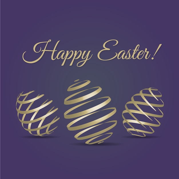 Happy Easter Greetings Card with Golden Eggs