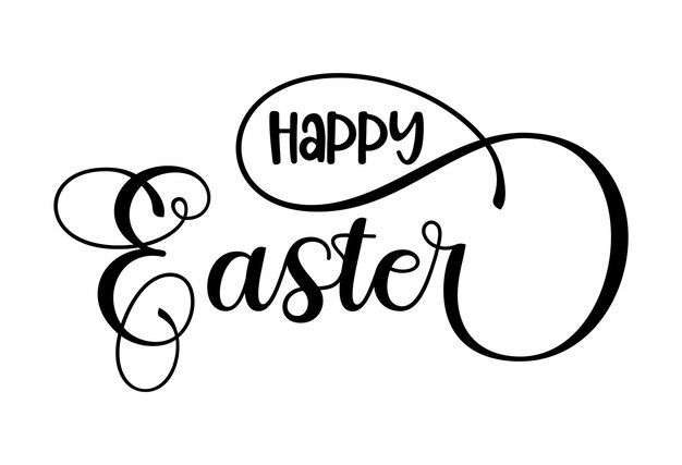 Vector happy easter hand drawn lettering decorative sign