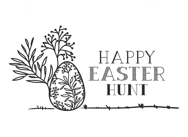 Happy easter hunt label isolated icon