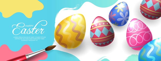 Happy easter illustration with colorful painted egg