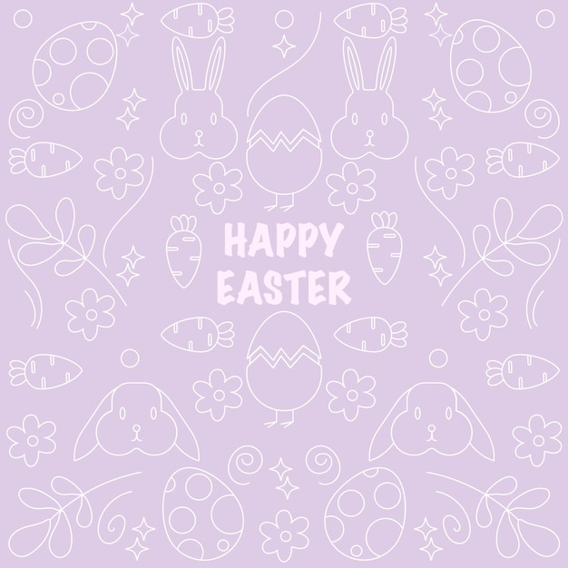 Happy Easter illustration with vector Easter elements