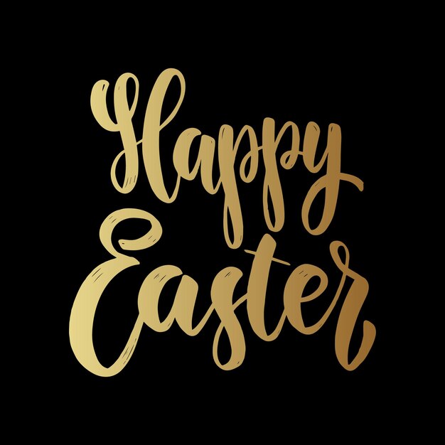 Happy easter. Lettering phrase on dark background. Design element for poster, card, banner.