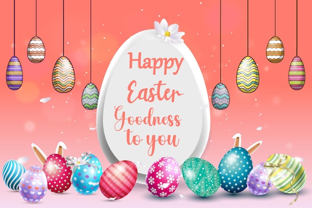 Happy Easter party Colorful easter background in flat design