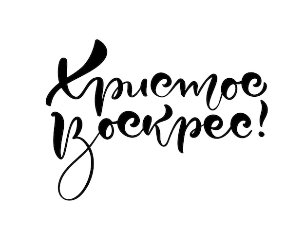 Happy easter Quote text Christ is risen on cyrillic Lettering and calligraphy in Ukraine Cyrillic